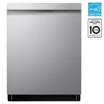 Front view of 24" TrueSteam®, QuadWash® & Dynamic Dry™ 44 dB, Top Control, Stainless, LG Dishwasher LDP6810SS