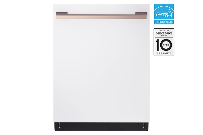 Front view of LG 24" 1-Hour Wash & Dry, TrueSteam®, QuadWash® Pro & Dynamic Heat Dry™ 40 dB, Top Control, Essence White, LG STUDIO - SDWB24W3