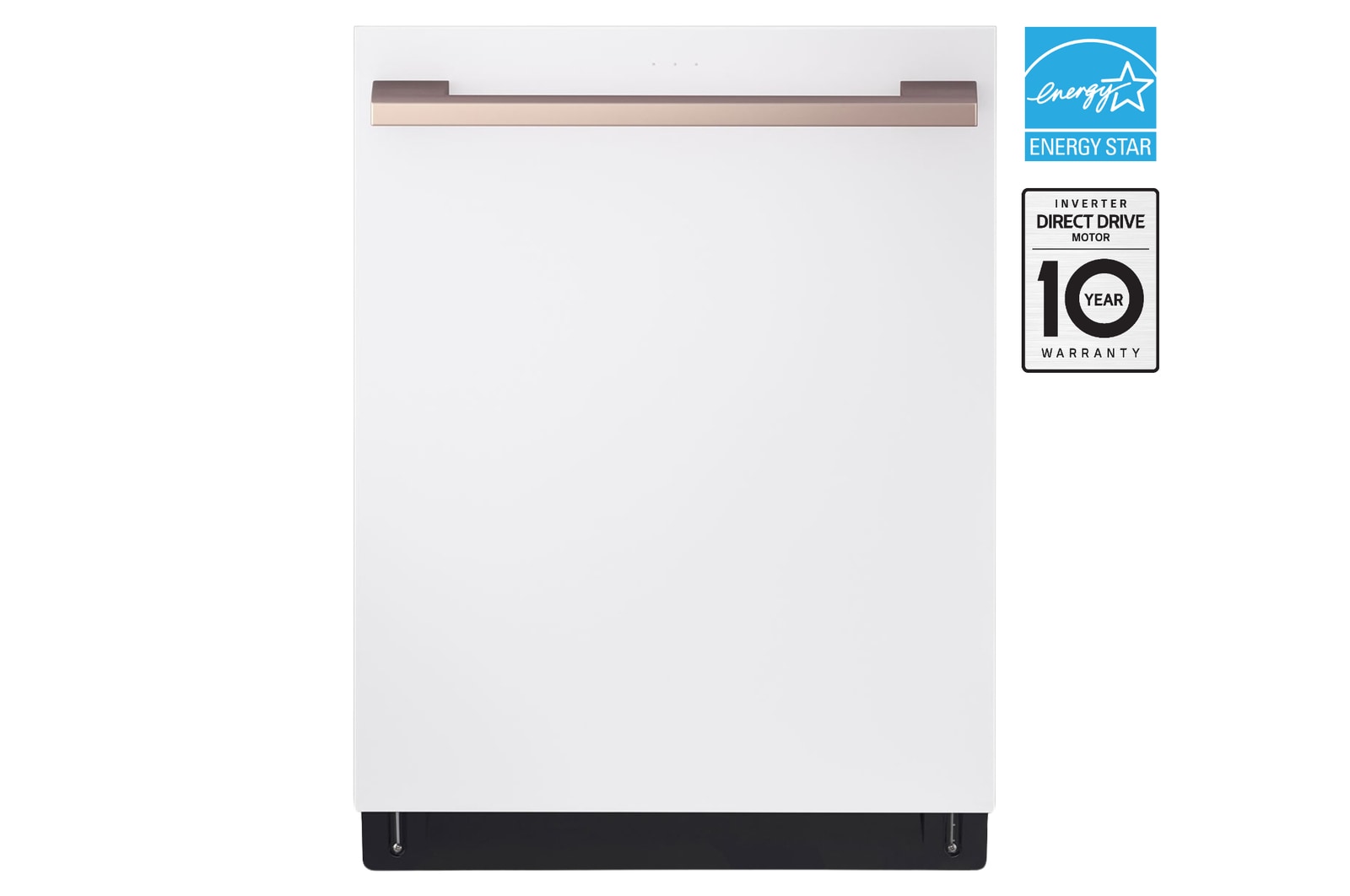 Front view of 24" 1-Hour Wash & Dry, TrueSteam®, QuadWash® Pro & Dynamic Heat Dry™ 40 dB, Top Control, Essence White, LG STUDIO SDWB24W3