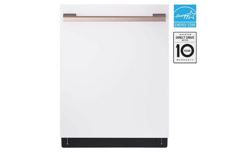 Front view of 24" 1-Hour Wash & Dry, TrueSteam®, QuadWash® Pro & Dynamic Heat Dry™ 40 dB, Top Control, Essence White, LG STUDIO SDWB24W3