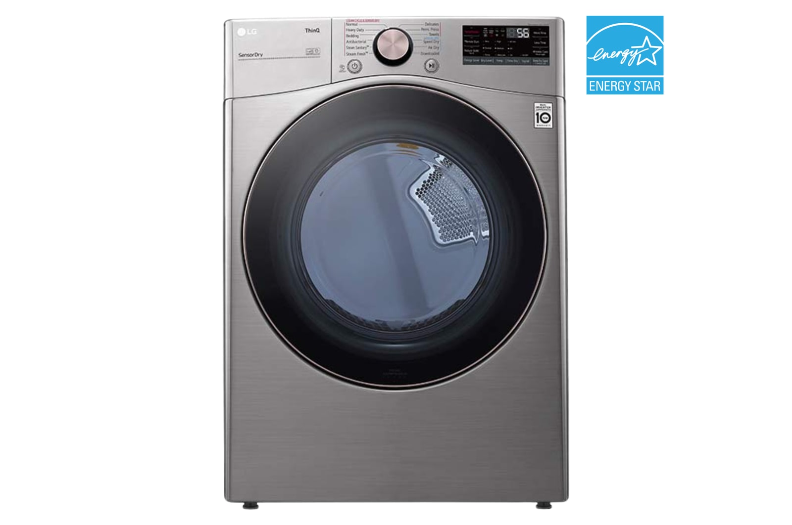 Front view of 7.4 cu. ft. Electric Dryer with TurboSteam®, AI Sensor Dry®, WiFi DLEX3850V