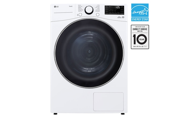 Front view of LG 7.8 cu. ft. Heat Pump Dryer with DirectDrive® and AI Sensor Dry® - DLHC3602W