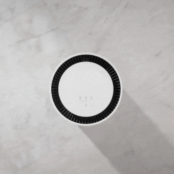 LG air purifier with 360 H Filter, capturing dust and releasing clean air in all directions