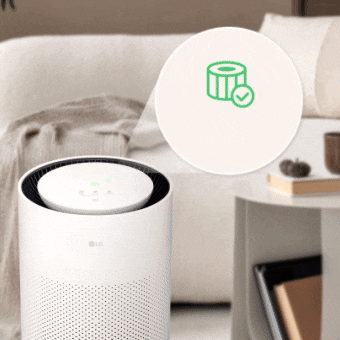 LG air purifier's streamlined LED display, offering clear and intuitive product status information to users