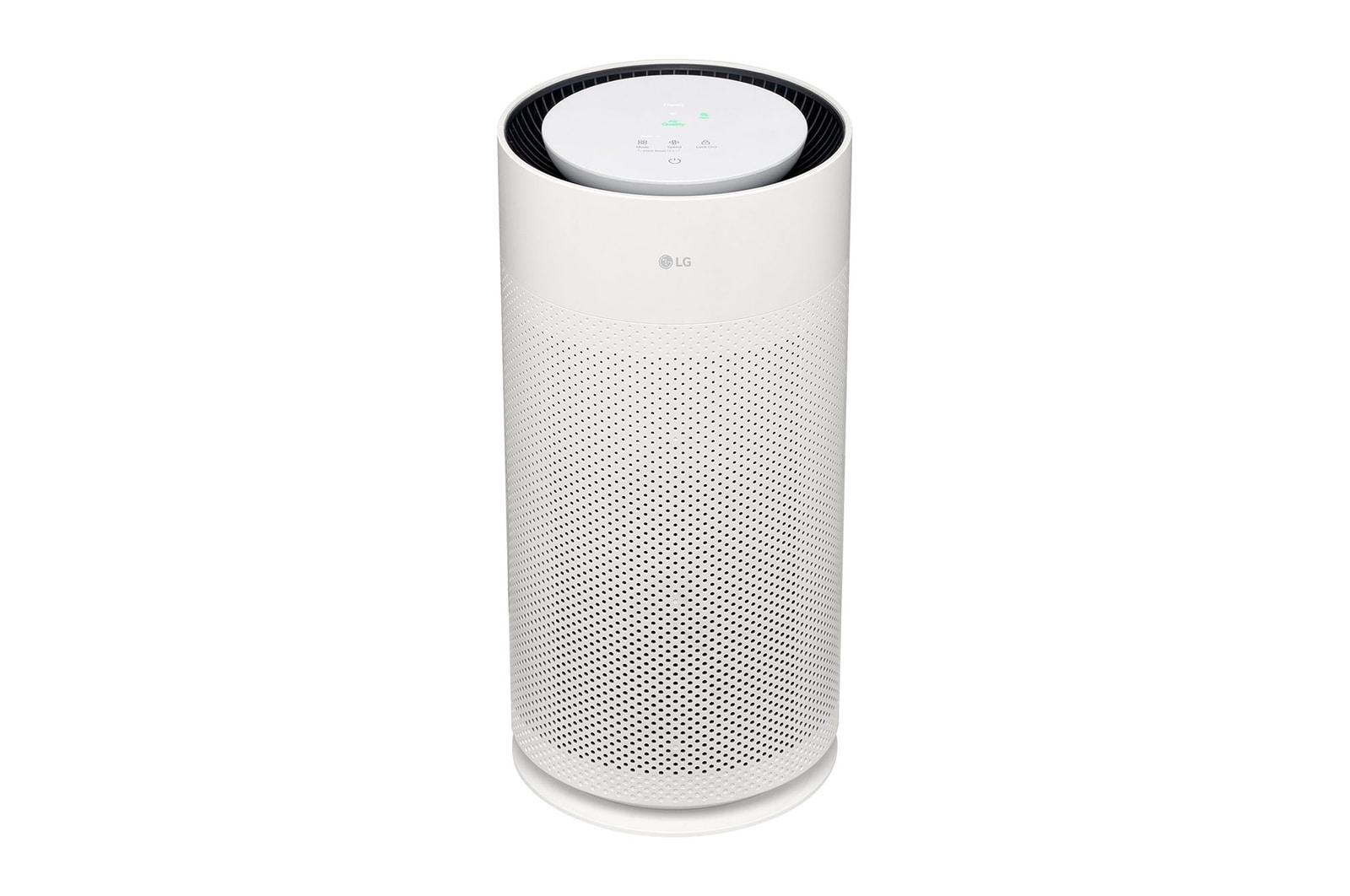 Front view of LG air purifier with touch controls