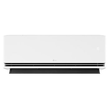 Front view of an LG air conditioner with the lower vane open