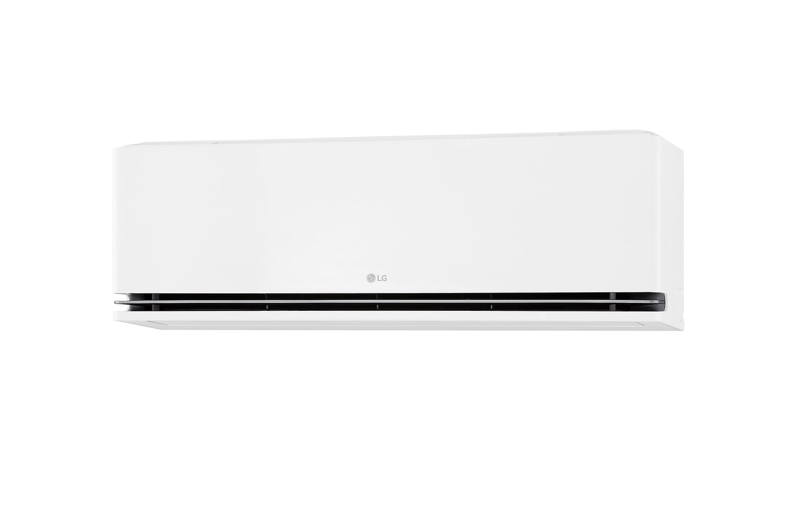 Illustration of LG AI Air technology in a living room with a wall-mounted air conditioner. The system adjusts airflow by sensing room temperature and user location. The accompanying text reads: 'AI Air with radar sensor: AI Air senses room temperature and adjusts airflow based on your location for comfort.'