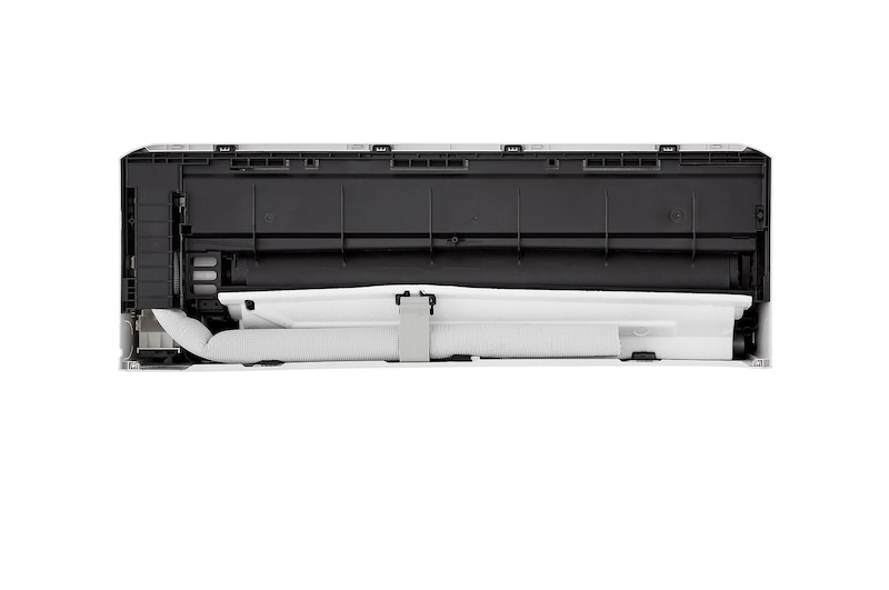 Close-up side view of LG ai air conditioner highlighting its vent details
