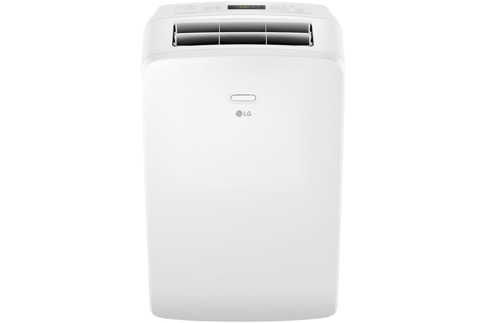 Front view of an LG Portable Air Conditioner with the top vane open