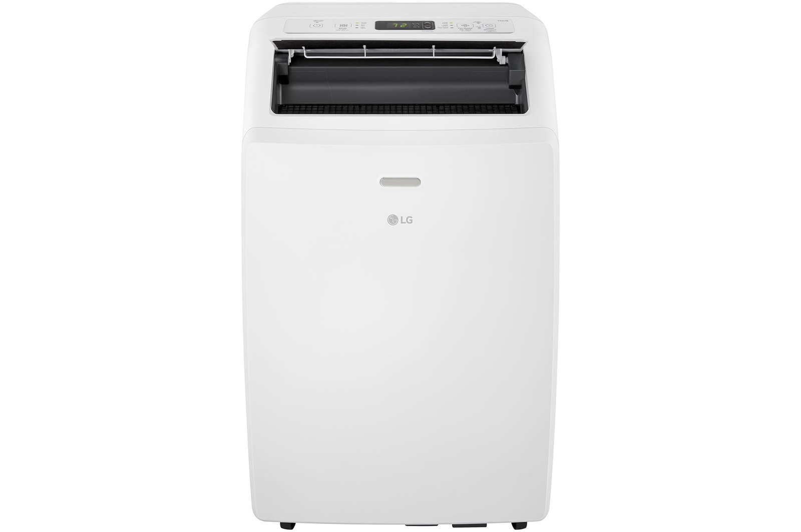 Front view of an LG Portable Air Conditioner with the top vane open