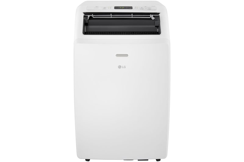 Front view of an LG Portable Air Conditioner with the top vane open