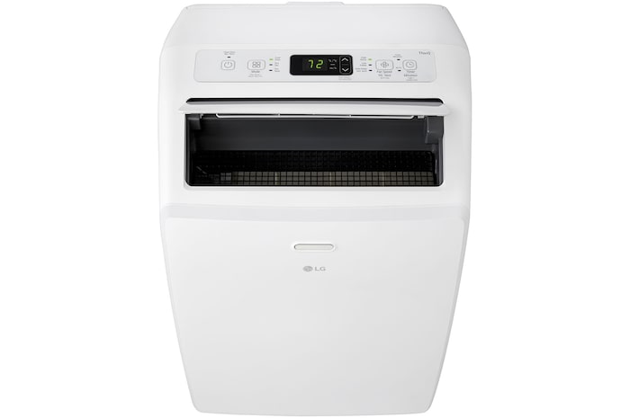 Top view of an LG Portable Air Conditioner with the top vane open