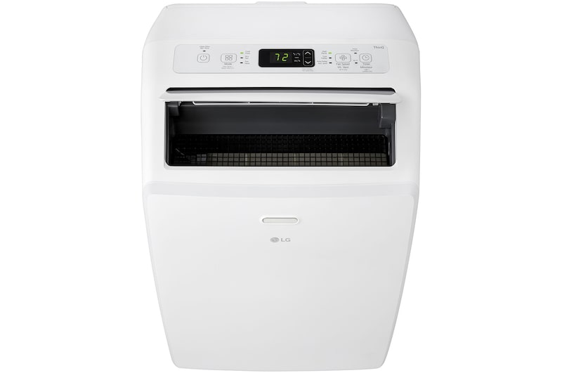 Top view of an LG Portable Air Conditioner with the top vane open