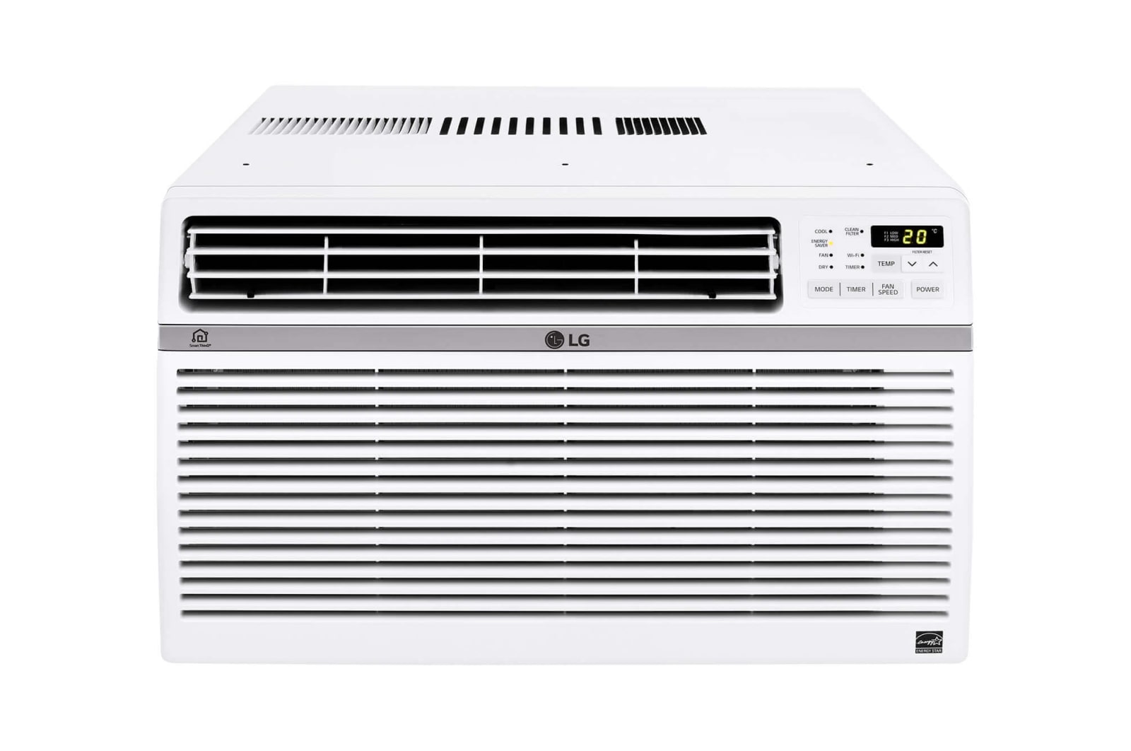 Front view of 8,000 BTU Smart Wi-Fi Enabled Window Air Conditioner LW8017ERSM