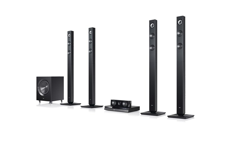 Front view of LG 1100W Home Theatre System | 5.1 Channels | 3D Blu-ray™ | Smart TV with premium apps | SIMPLINK™ Connectivity BH7520T