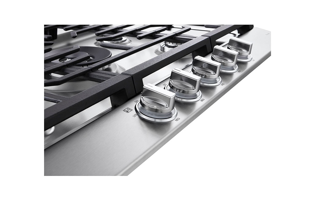 LG 30” Gas Cooktop | UltraHeat™ 22K BTU, Dual Burner, LED Knobs, EasyClean<sup>®</sup> & Smart, Stainless, CBGJ3027S