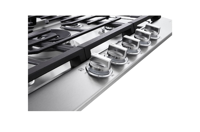 LG 30” Gas Cooktop | UltraHeat™ 22K BTU, Dual Burner, LED Knobs, EasyClean® & Smart, Stainless, CBGJ3027S