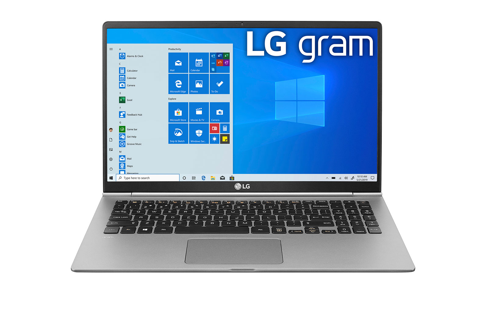 15Z995-V-Front view, laptop open and on