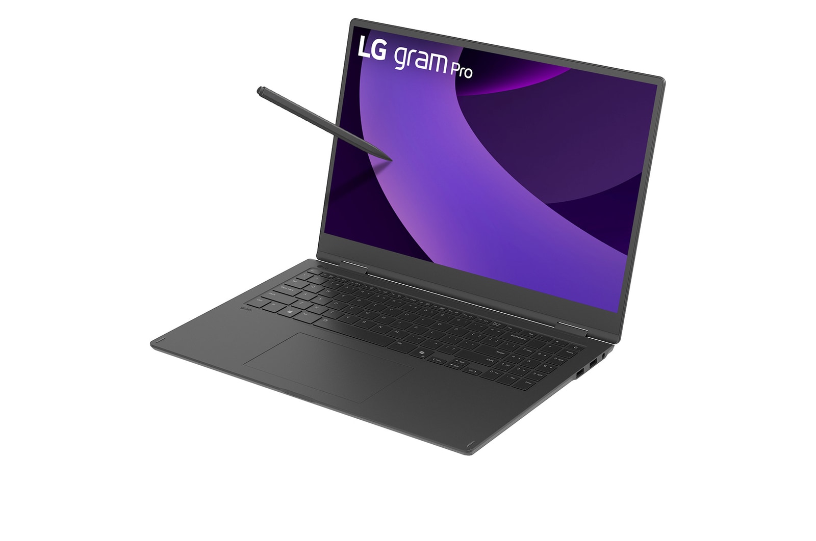 -30 degree side view and cover open with stylus pen