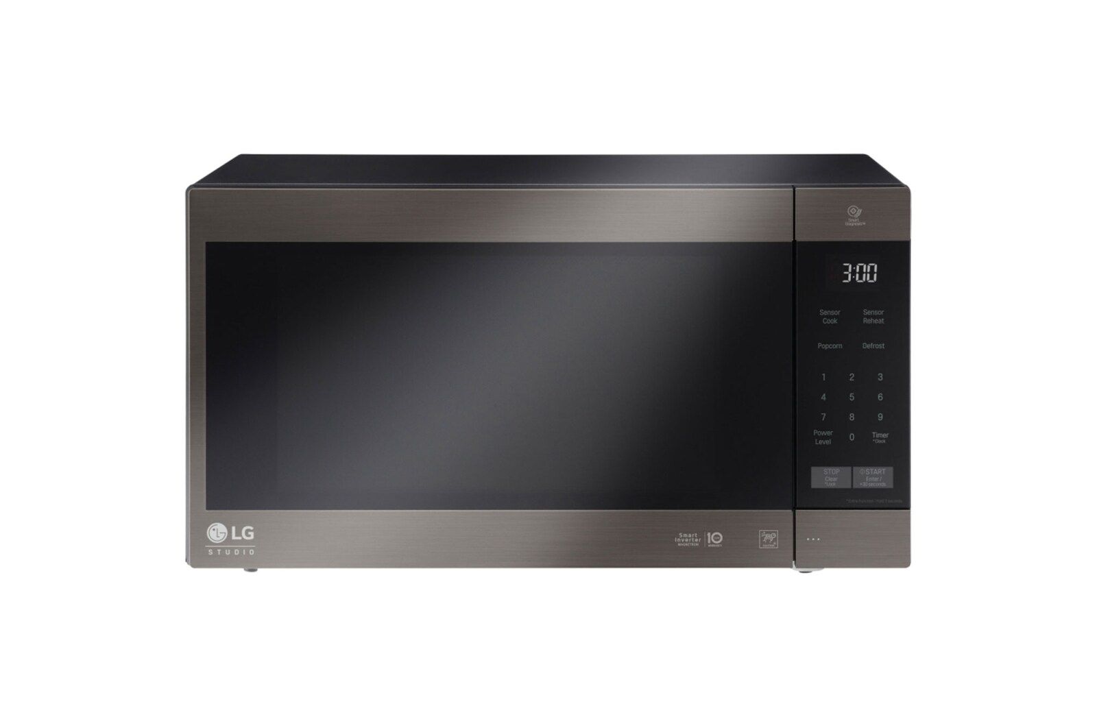 Front view of LG STUDIO 2.0 cu. ft. NeoChef™ Countertop Microwave with Smart Inverter and EasyClean® LSRM2085BD