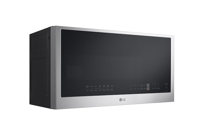 Side view of LG 2.0 cu. ft. Over the Range Microwave Oven | Sensor Cook, 400 CFM Power Ventilation, EasyClean®& Smart, Stainless - MVEL2033F