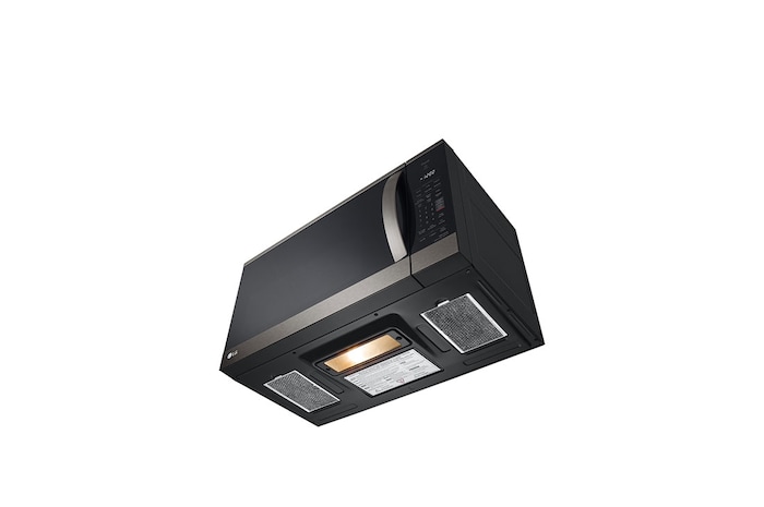 LG 1.8 cu ft.Over the Range Microwave Oven | Sensor Cook, Auto Cook, 300 CFM Ventilation, EasyClean®& Smart, Black Stainless, MVEM1825D