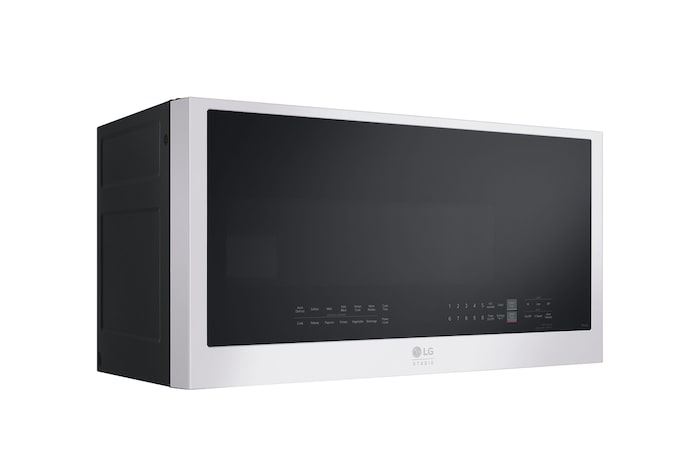 LG STUDIO 2.0 cu.ft. Over the Range Microwave Oven | Sensor Cook, Auto Cook, 400 CFM Power Ventilation, EasyClean®& Smart, Essence White , MVES2033N