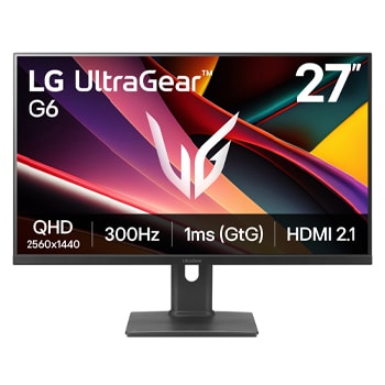 Front view of 27-inch UltraGear™ G6, QHD 300Hz HDMI 2.1 Gaming Monitor 27G64NA-B