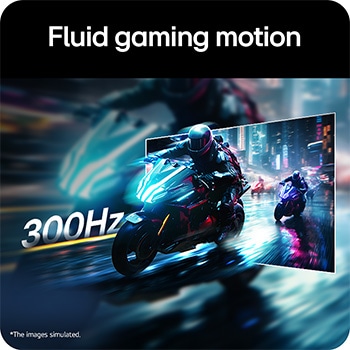 Motorcycle racing scene displayed on a gaming monitor, illustrating a 200Hz refresh rate for fluid gaming motion.