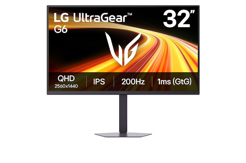 Front view of 32-inch UltraGear™ G6, QHD 200Hz Gaming Monitor 32G620B-B