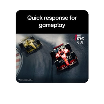 Comparison image showing fast on-screen transitions enabled by a 1ms (GtG) response time, delivering smoother and more responsive gameplay visuals on a gaming monitor.