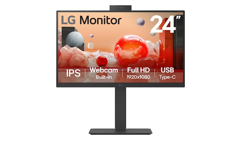 Front view of 24” Full HD IPS Monitor with Built-in FHD webcam and USB Type-C™ 24BA850-B