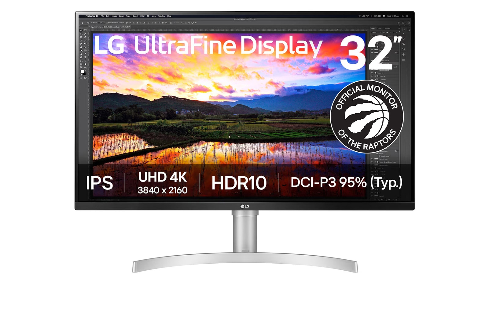 Front view of 31.5" UHD 4K (3840x2160) HDR IPS Monitor 32UN650K-W