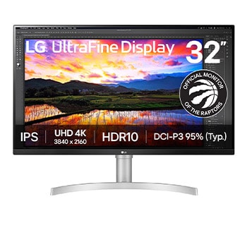 Front view of 31.5" UHD 4K (3840x2160) HDR IPS Monitor 32UN650K-W