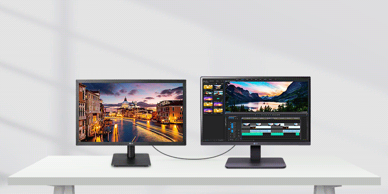 DualUp monitor only occupied compact space for one monitor but this 16:18 aspect ratio monitor support, two 21.5-inch monitors, at one screen.