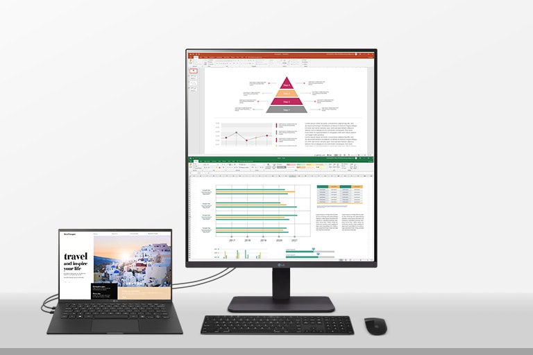 By connecting two cables, you can utilize a dual monitor setup.