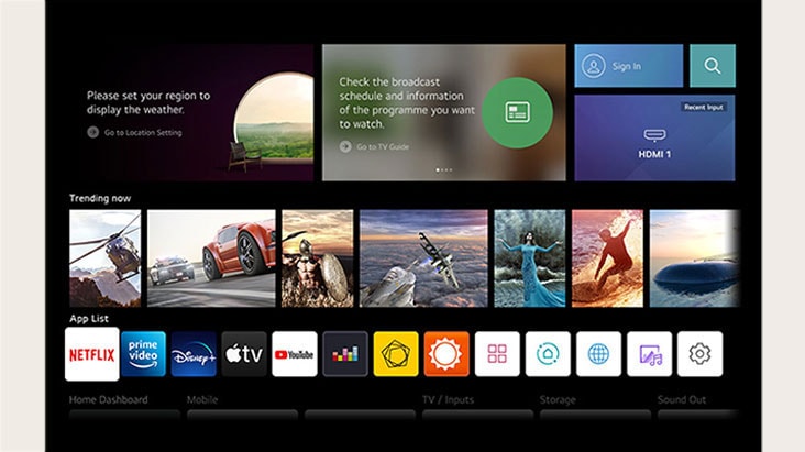 Connect to a Wi-Fi network using webOS to access video content with the built-in streaming service apps