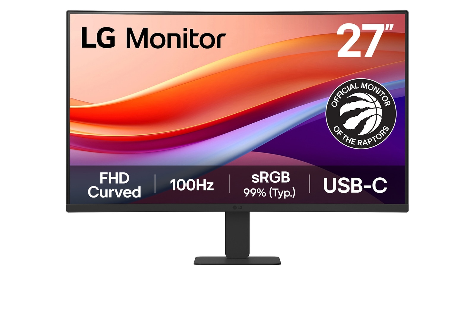 Front view of 27” FHD Curved Monitor with USB-C 27U421A-B