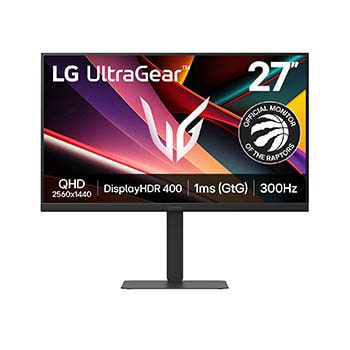 Front view of LG UltraGear™ G6 27-inch 300Hz QHD IPS Gaming Monitor | 27G640A with DCI-P3 95% (Typ.), VESA DisplayHDR™ 400, 1ms (GtG), USB-C (PD 15W) 27G640A-B