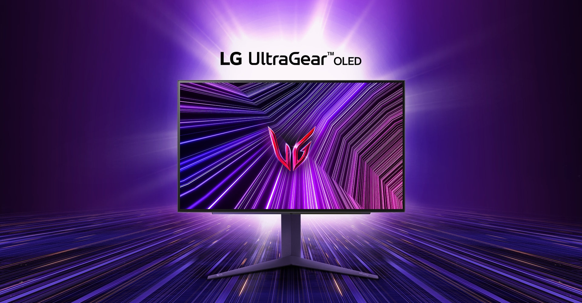 Hero view of UltraGear 27GS93QE OLED monitor.