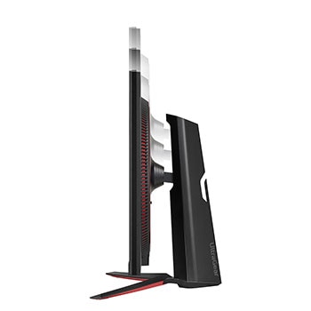 side view of the monitor moving downwards for height adjustment