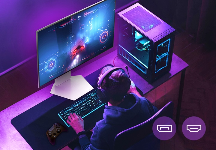 Gamers enjoy a 240 refresh rate game supported by DP 1.4 or HDMI 2.1.