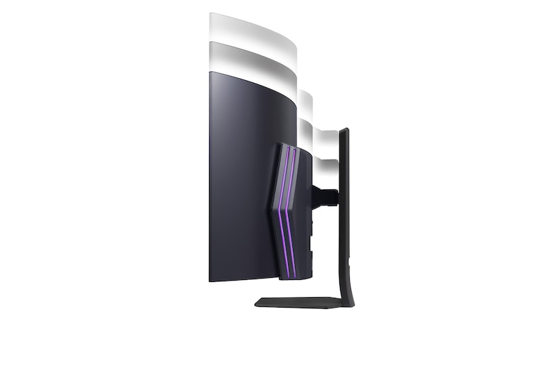 Side view of height adjustable stand with lights on