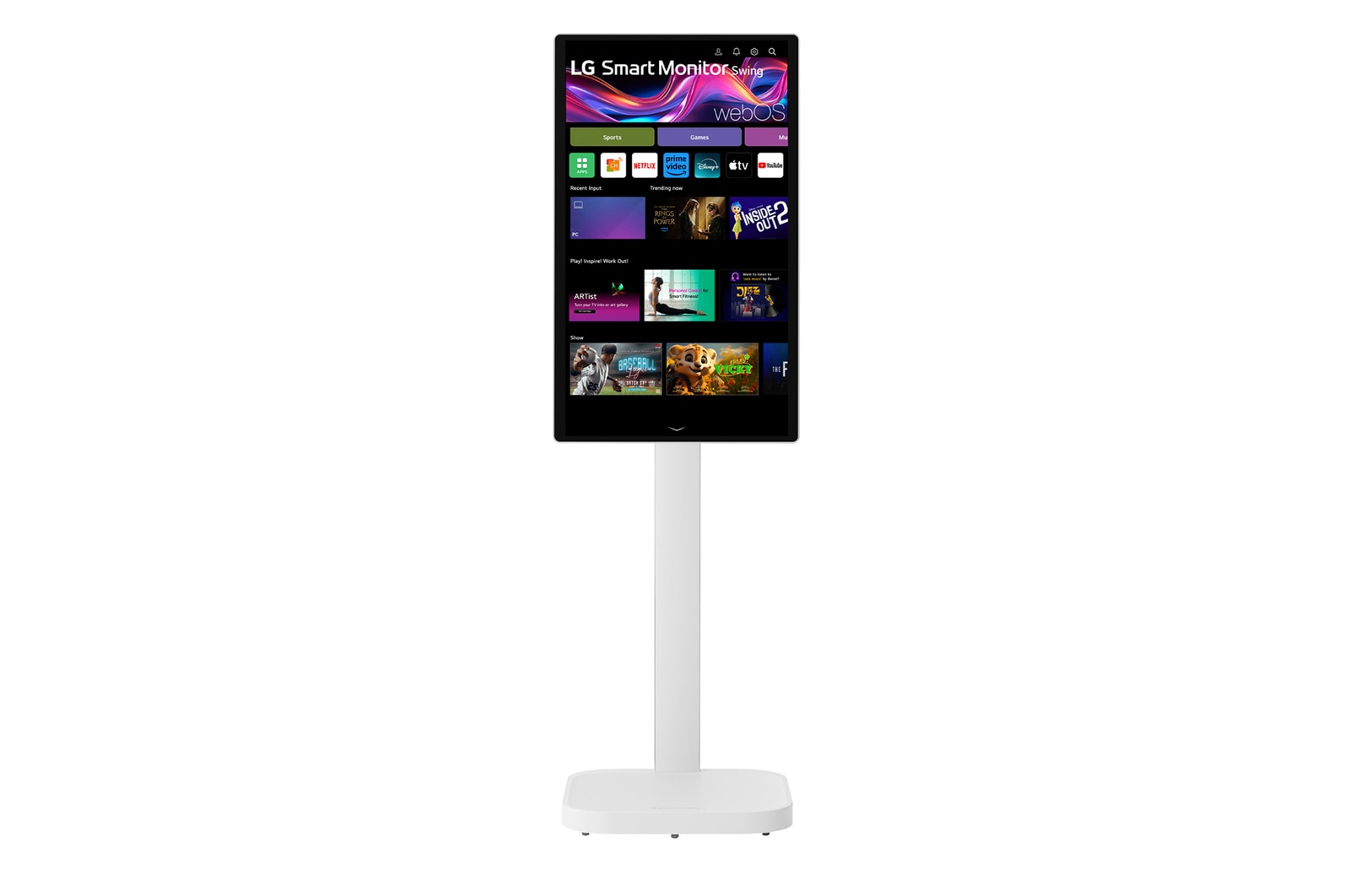 Front view with the display pivoting 90 degrees