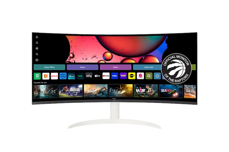 Front view of LG Smart 34” 21:9 Curved WQHD (3440x1440) with webOS 34SR63QA-W
