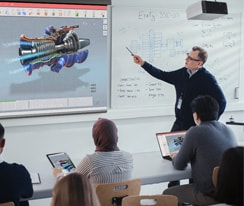 Scenes of LG ProBeam usage in school.