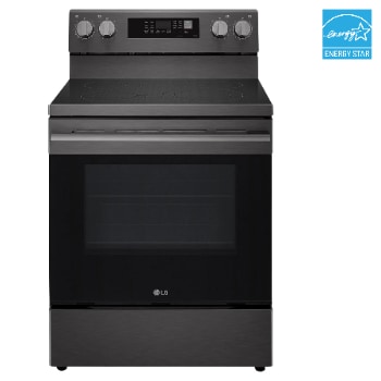 Front view of 30" Elec. 6.3 cu ft. Range | Fan Convection, Air Fry, EasyClean®& Smart, Black Stainless, Freestanding LREN6323ZE