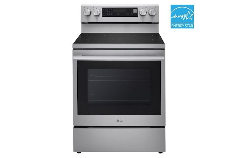 Front view of 30" Elec. 6.3 cu ft. Range | Probake Convection, Air Fry, InstaView®, SelfClean, EasyClean®& Smart, Stainless, Freestanding LREN6325XE