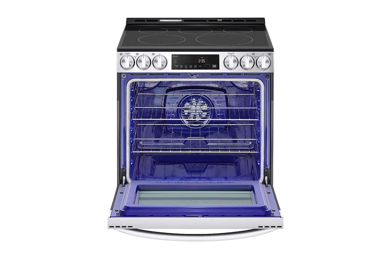 LG 30" Elec. 6.3 cu ft. Range | Fan Convection, Air Fry , SelfClean, EasyClean®& Smart, Stainless, Slide-in, LSEL6333F