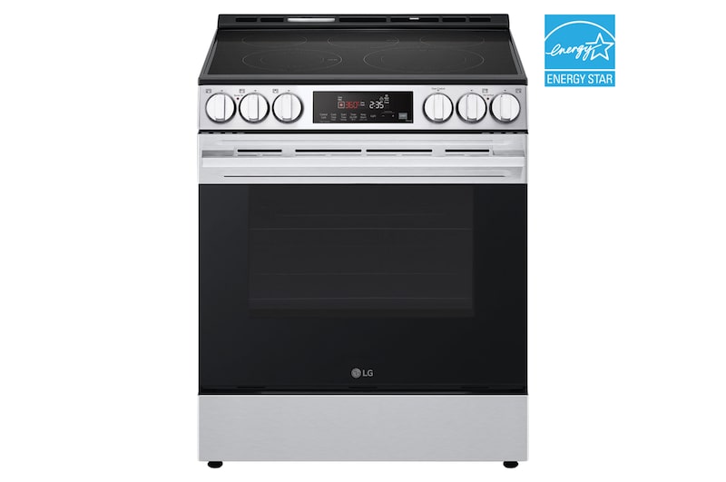 Front view of 30" Elec. 6.3 cu. ft. Range | Fan Convection, Air Fry, SelfClean, EasyClean<sup>®</sup>& Smart, Stainless, Slide-in LSEL6333XE